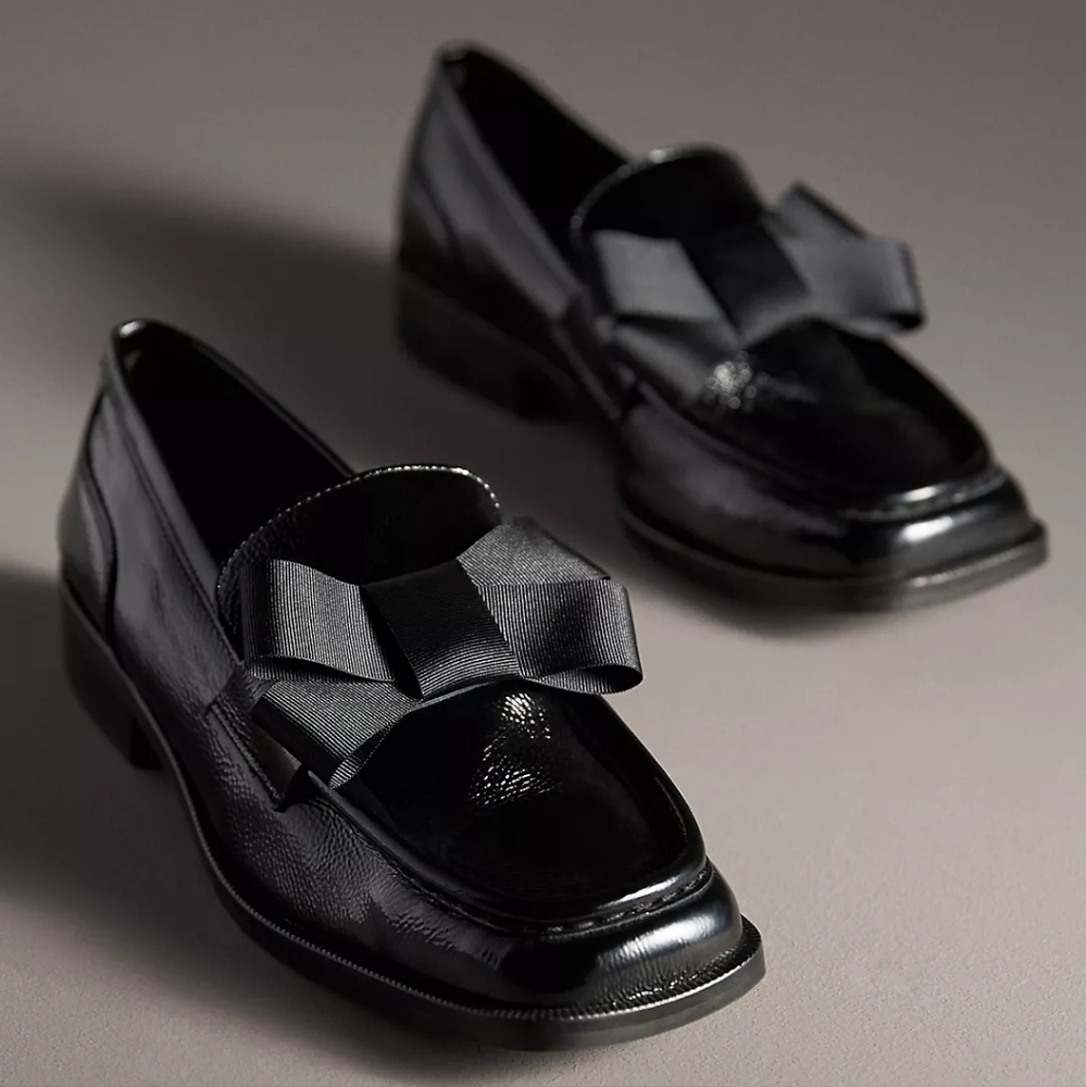 🆕️ Anthropologie Maeve Bow Square Toe Loafers - Picture 12 of 13